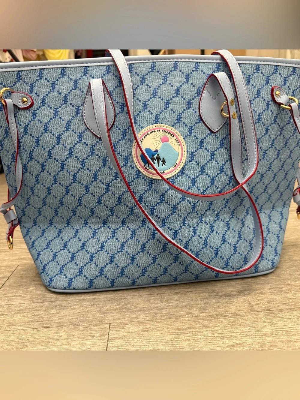 Klassik Michelle Love Blue Monogram Tote Bag Oversized Coastal Grandma Preppy